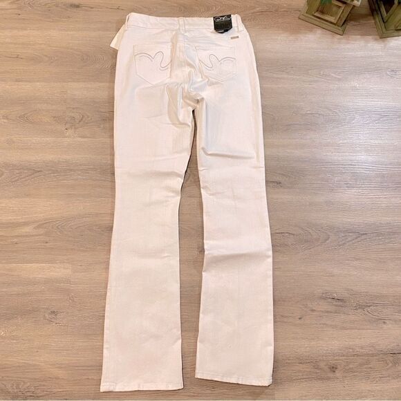 DIANE GILMAN FOREVER LUX SLIM BOOT WHITE DENIM JEANS 4 TALL NWT - Picture 5 of 16